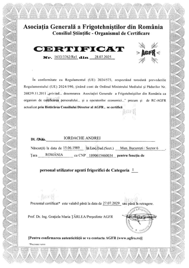 Certificat AGFR-Iordache Andrei